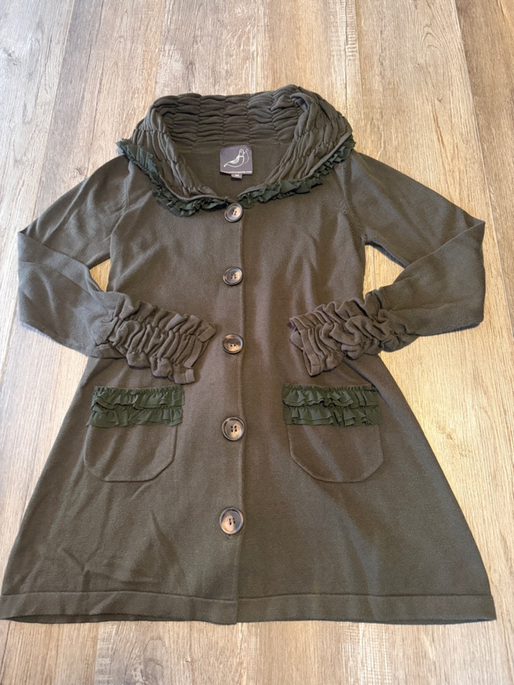 Knitted Dove olive green button-down cardigan